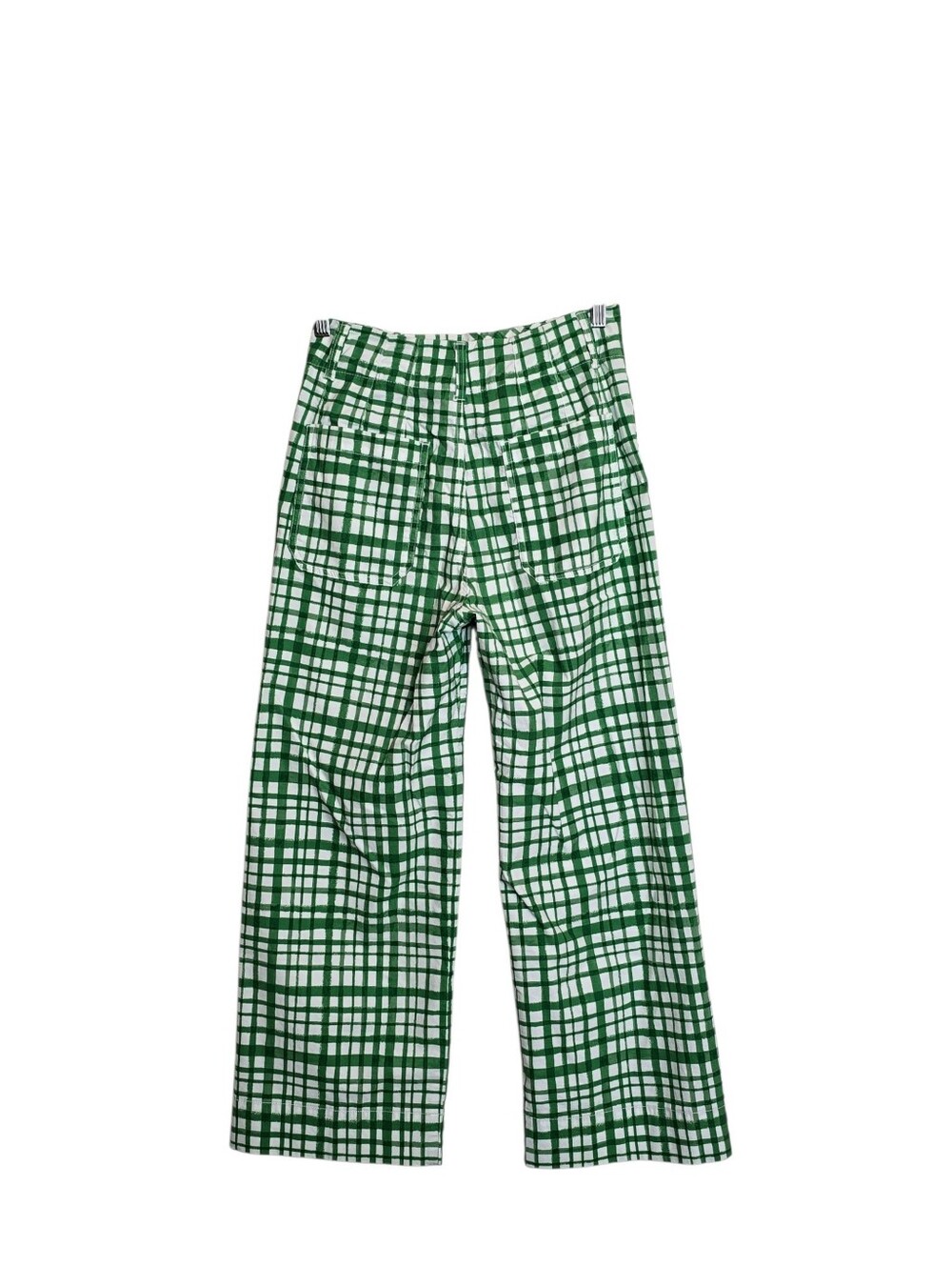 Maeve by Anthropologie The Colette Green Plaid Wide Leg Crop Pants Size 27 - Picture 3 of 14